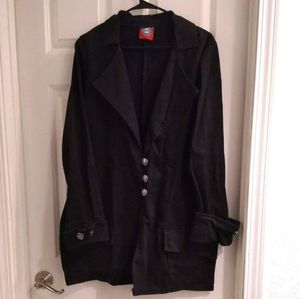 Red Balls On Fire Black Shorten Trench Coat